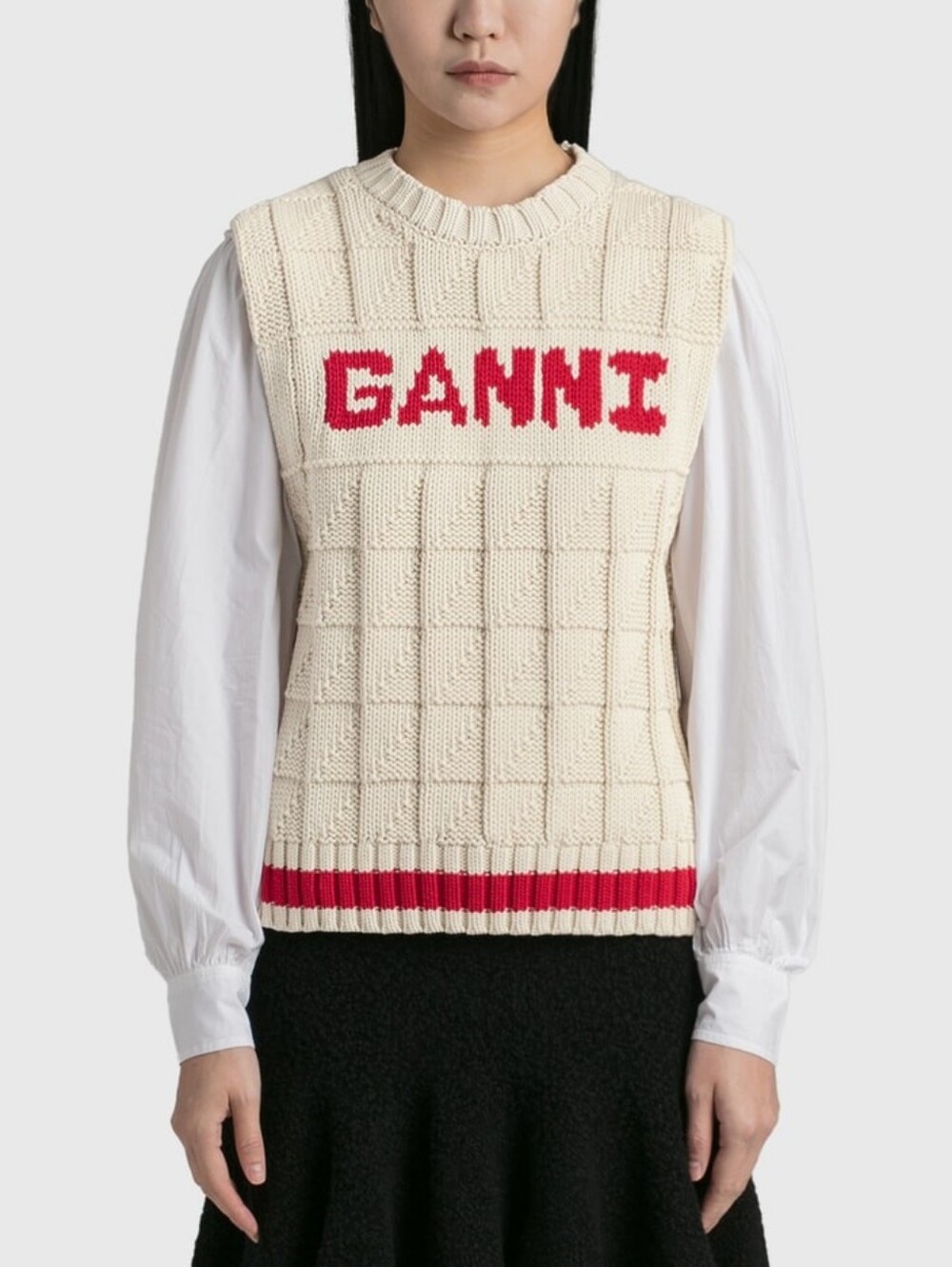 Ganni Cotton Rope Logo Knit Sweater Vext Sz L - Picture 8 of 9